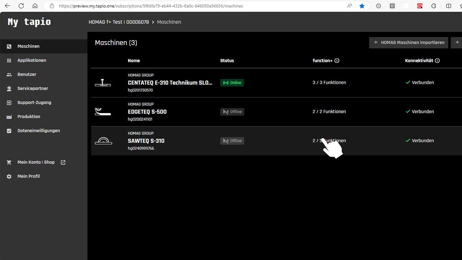 function+: Selection of the machine